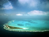 Aerial view of Kure Atoll. Robert J. Shallenberger, U.S. Fish and Wildlife Service.