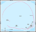 Bathymetric map of Kure Atoll. Click for large map.