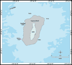 Bathymetric map of Laysan Island. Click for large map.