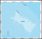 Map showing bathymetry of Maro Reef. Click for large map.