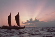 Replica of a Polynesian Voyaging Canoe, the Hokule'a.  Photo by Monte Costa.