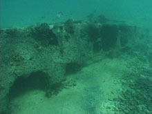 Landing craft at French Frigate Shoals.  Photo by Suzanne Finney.